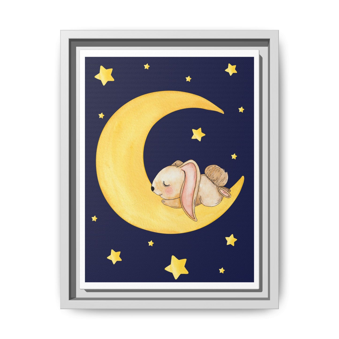 Whimsical Framed Artwork, Cute Bunny Moon Decor, Nursery Wall Art, Kid's Room Accent, Baby Shower Gift, Cozy Home Decor