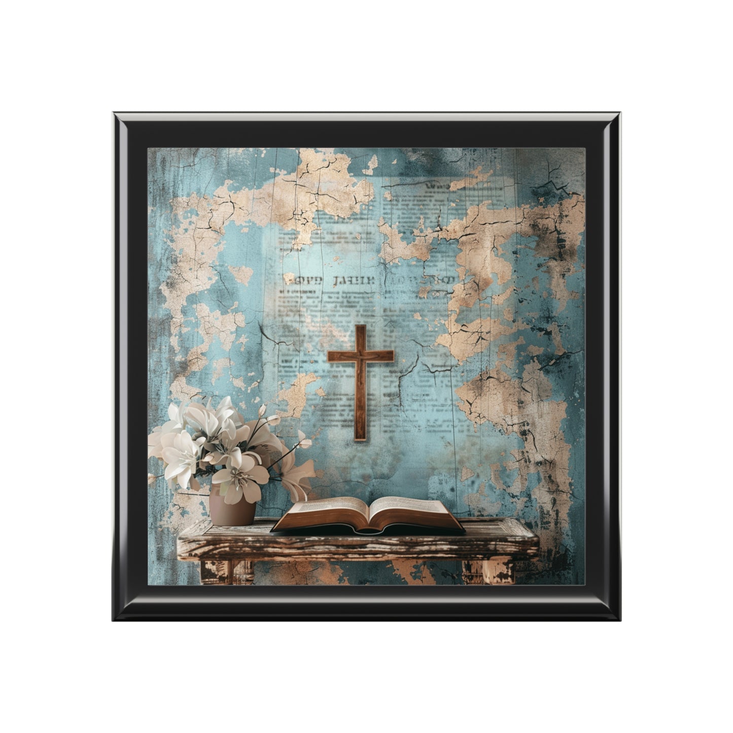 Rustic Jewelry Box with Floral Design, Decorative Keepsake, Gift for Her, Faith-Inspired Storage, Perfect for Birthdays & Anniversaries