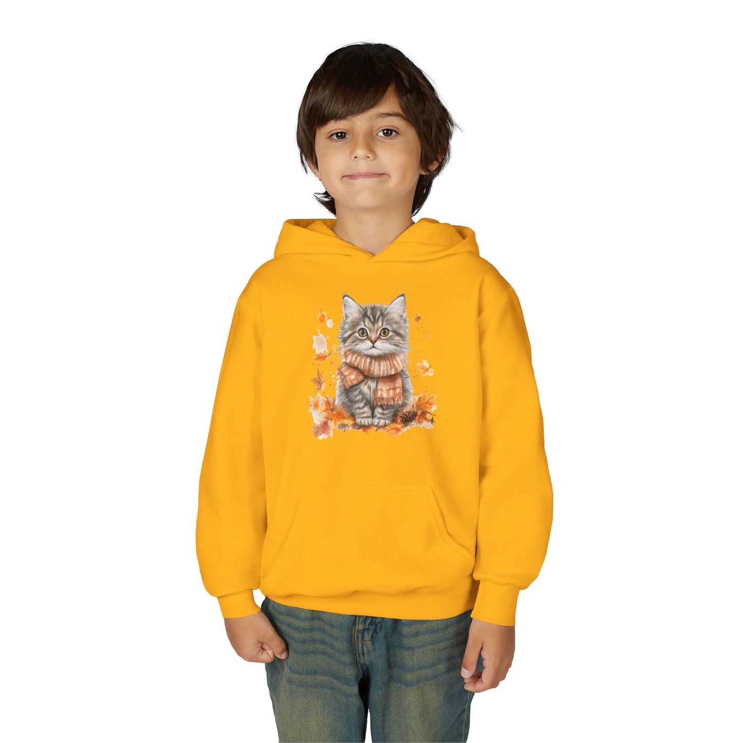Cozy Cat Sweatshirt for Kids, Autumn Vibes Hoodie, Feline Lover Gift, Fall Fashion, Adorable Cat Sweater, Cute Animal Apparel