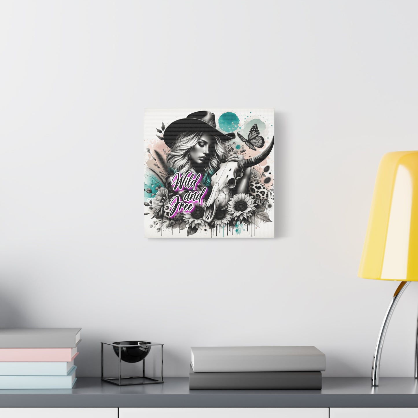 Wild and Free Canvas Art | Boho Wall Decor, Country Chic Home, Gift for Her, Cowgirl Decor, Butterfly Art
