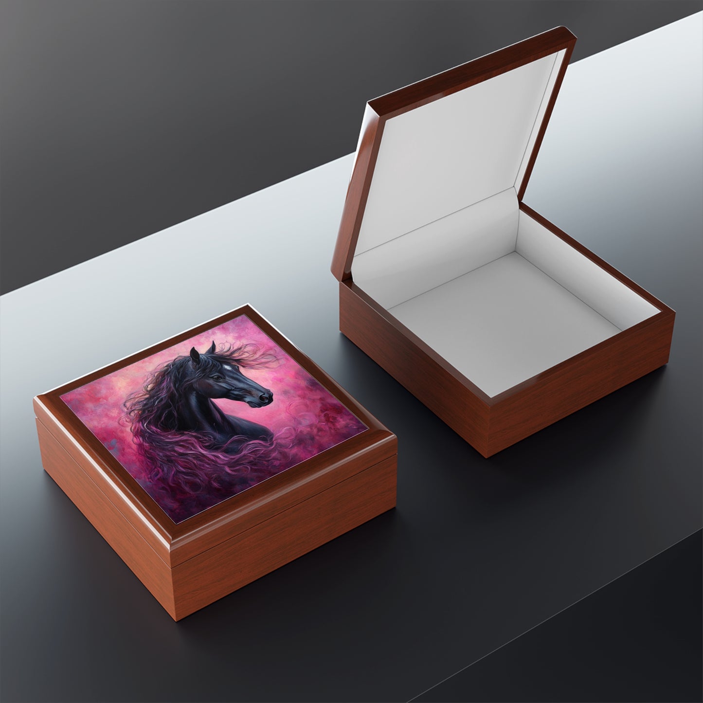 Unique Horse Artwork Jewelry Box, Horse Lover Gift, Elegant Keepsake Organizer, Home Decor with Artistic Design, Birthday Gift