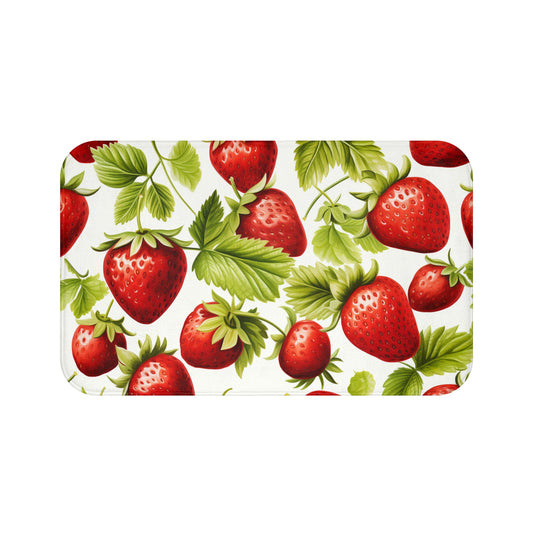 Strawberry Bath Mat - Fresh Fruit Decor, Non-Slip Bathroom Rug, Summer Vibes, Kitchen Mat, Gift for Gardeners