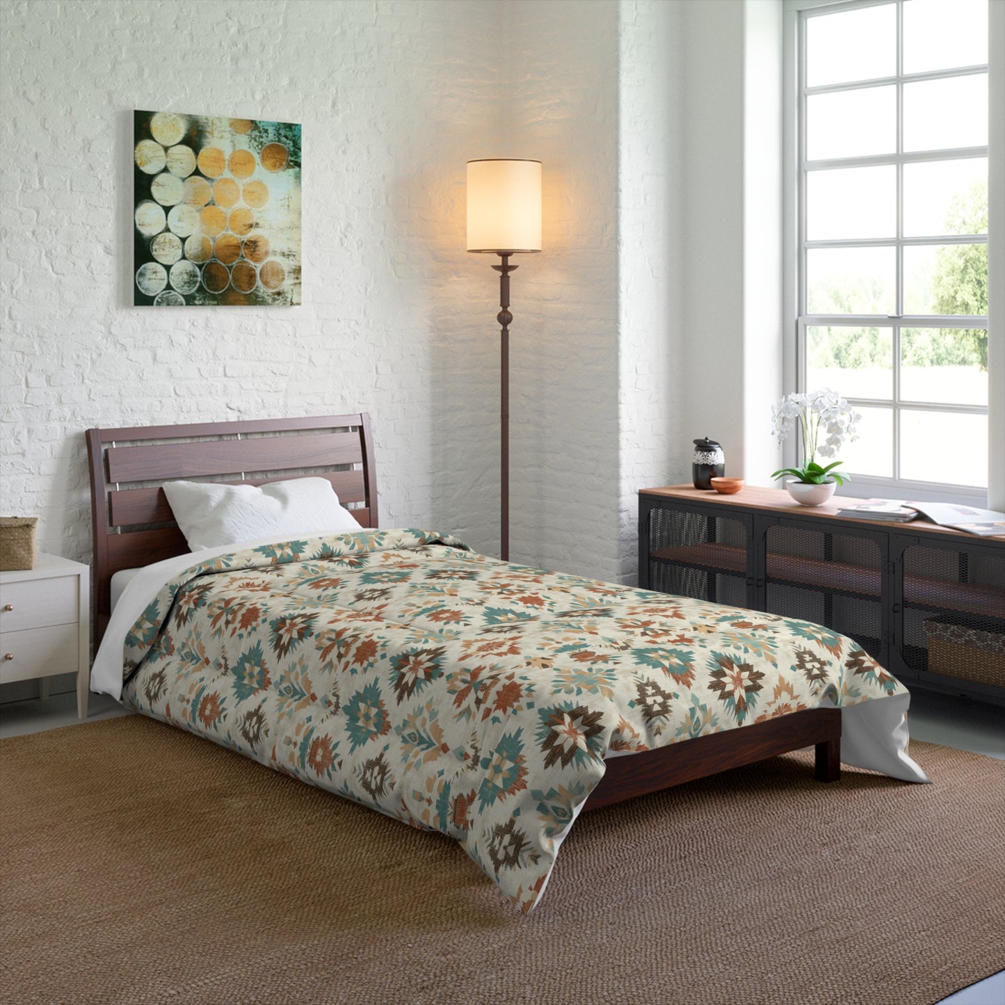 Boho Chic Comforter, Cozy Quilt for Bohemian Bedroom Decor, Stylish Bedding for Adults, Living Room Throw Blanket, Unique Gift Idea