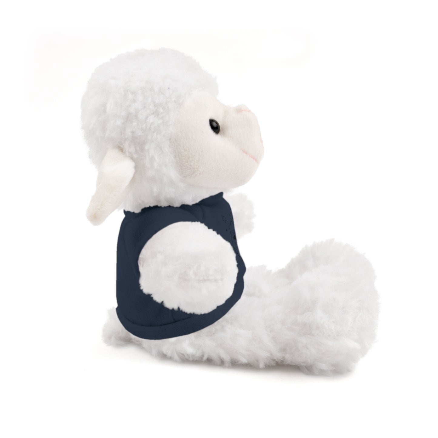 Cute Plush Sheep Toy with Custom Tee, Gift for Kids, Baby Shower Gift, Nursery Decor, Stuffed Lamb
