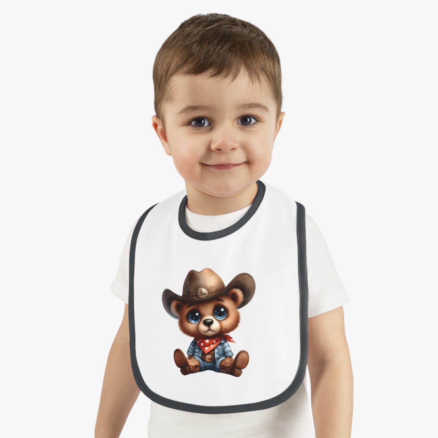 Cowboy Bear Baby Bib, Cute Baby Outfit, Newborn Gift, Baby Shower Present, Western Themed Bib, Fun Feeding Accessory