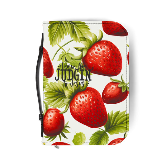 Strawberry Bible Cover, Floral Christian Accessory, Gift for Worship, Religious Journal Case, Church Essentials, Devotional Keeper