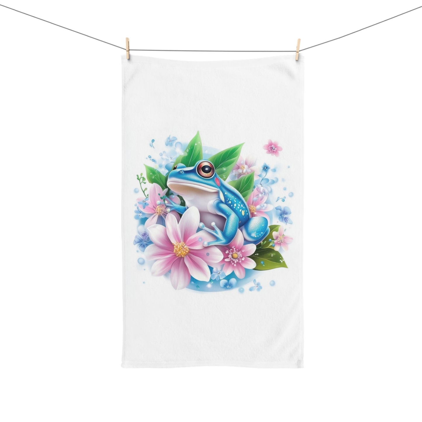 Whimsical Frog Hand Towel, Nature Lover Gift, Bathroom Decor, Spring Kitchen Towel, Cute Animal Towels, Gift for Her