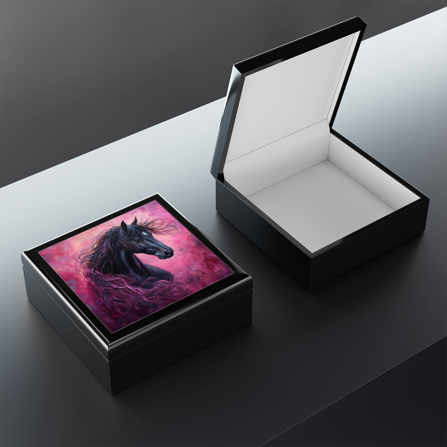 Unique Horse Artwork Jewelry Box, Horse Lover Gift, Elegant Keepsake Organizer, Home Decor with Artistic Design, Birthday Gift