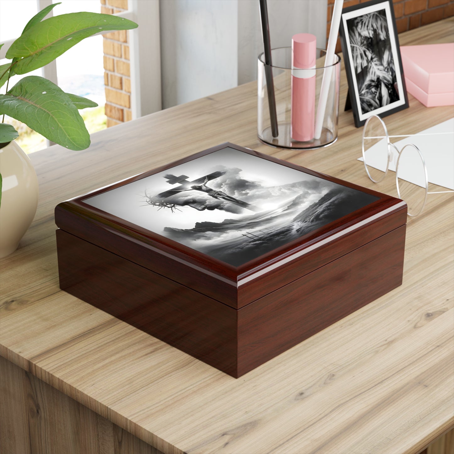 Elegant Religious Jewelry Box | Scripture Keepsake, Faith Gift, Black Box, Christian Decor, Spiritual Storage