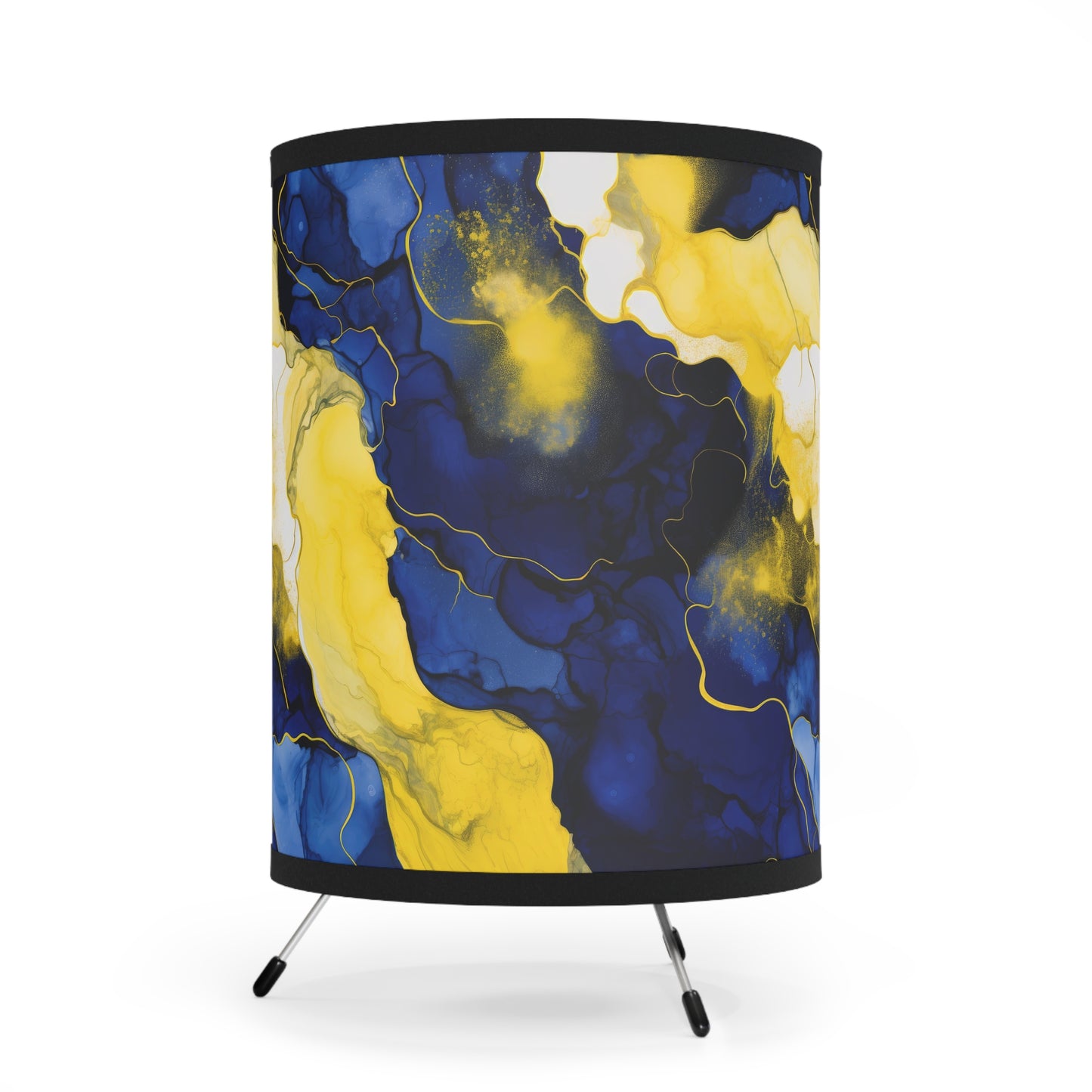 Tripod Lamp - Modern Home Decor, Blue and Yellow Accent Light, Artistic Table Lamp, Unique Gift for Housewarming