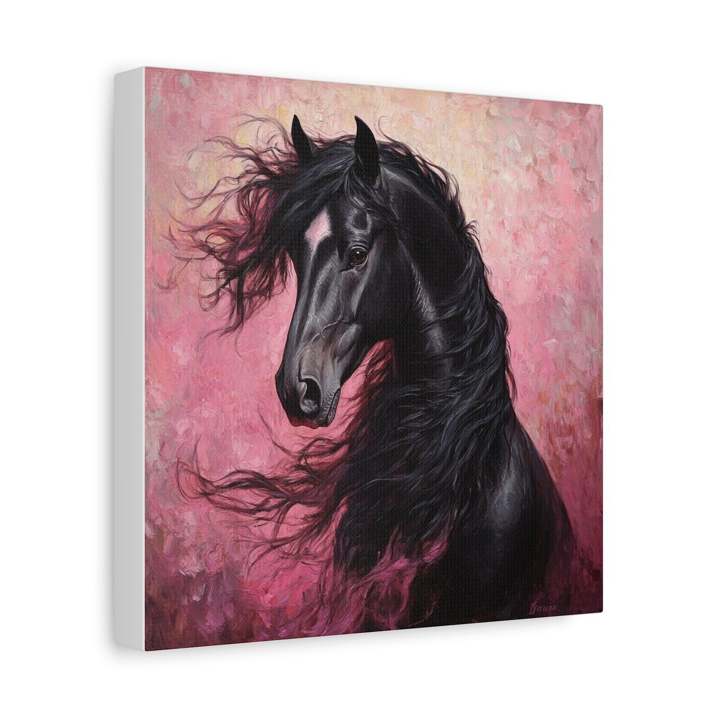 Black Horse Framed Canvas Wall Art, Equine Decor, Equestrian Gift, Horse Lover Home Decor, Rustic Wall Art, Animal Painting