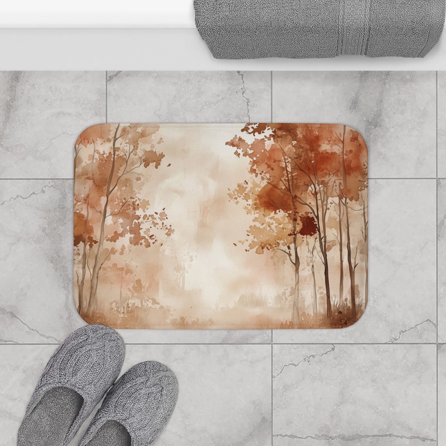 Autumn Forest Bath Mat - Cozy Decor, Bathroom Accessory, Fall Home Decor, Rustic Gift Idea, Nature Inspired Bathroom