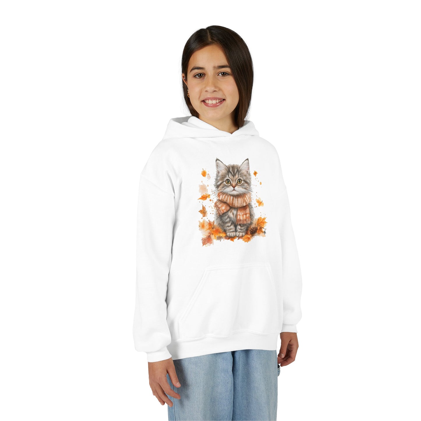 Cozy Cat Sweatshirt for Kids, Autumn Vibes Hoodie, Feline Lover Gift, Fall Fashion, Adorable Cat Sweater, Cute Animal Apparel