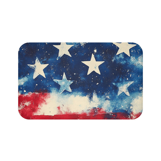 Patriotic Bath Mat, USA Flag Bath Mat, Independence Day Decor, Home Bathroom Rug, Flag Housewarming Gift