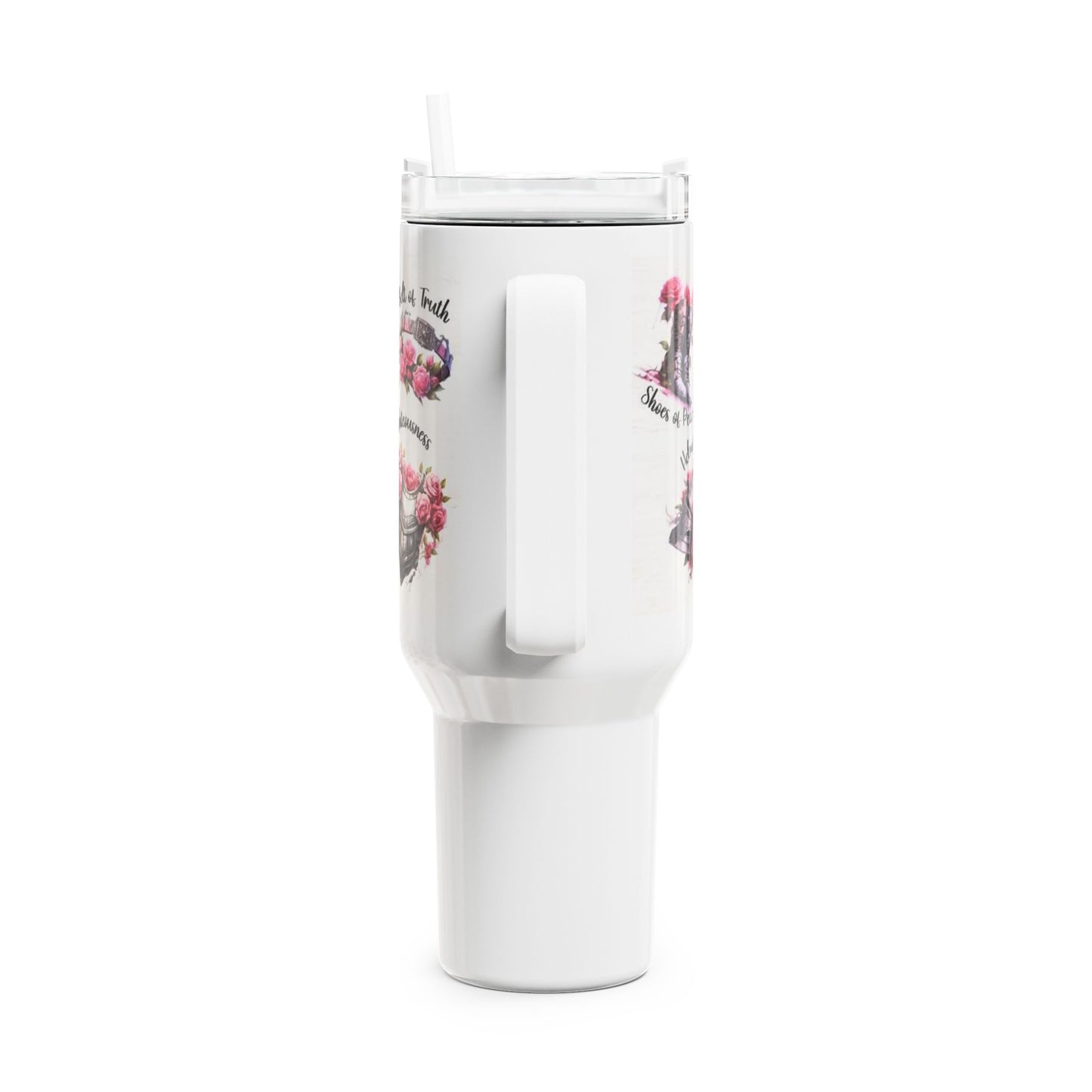 Empowered Floral Tumbler | 40oz Inspirational Drinkware | Gifts for Women | Motivational Reusable Cup | Self-Care Accessory