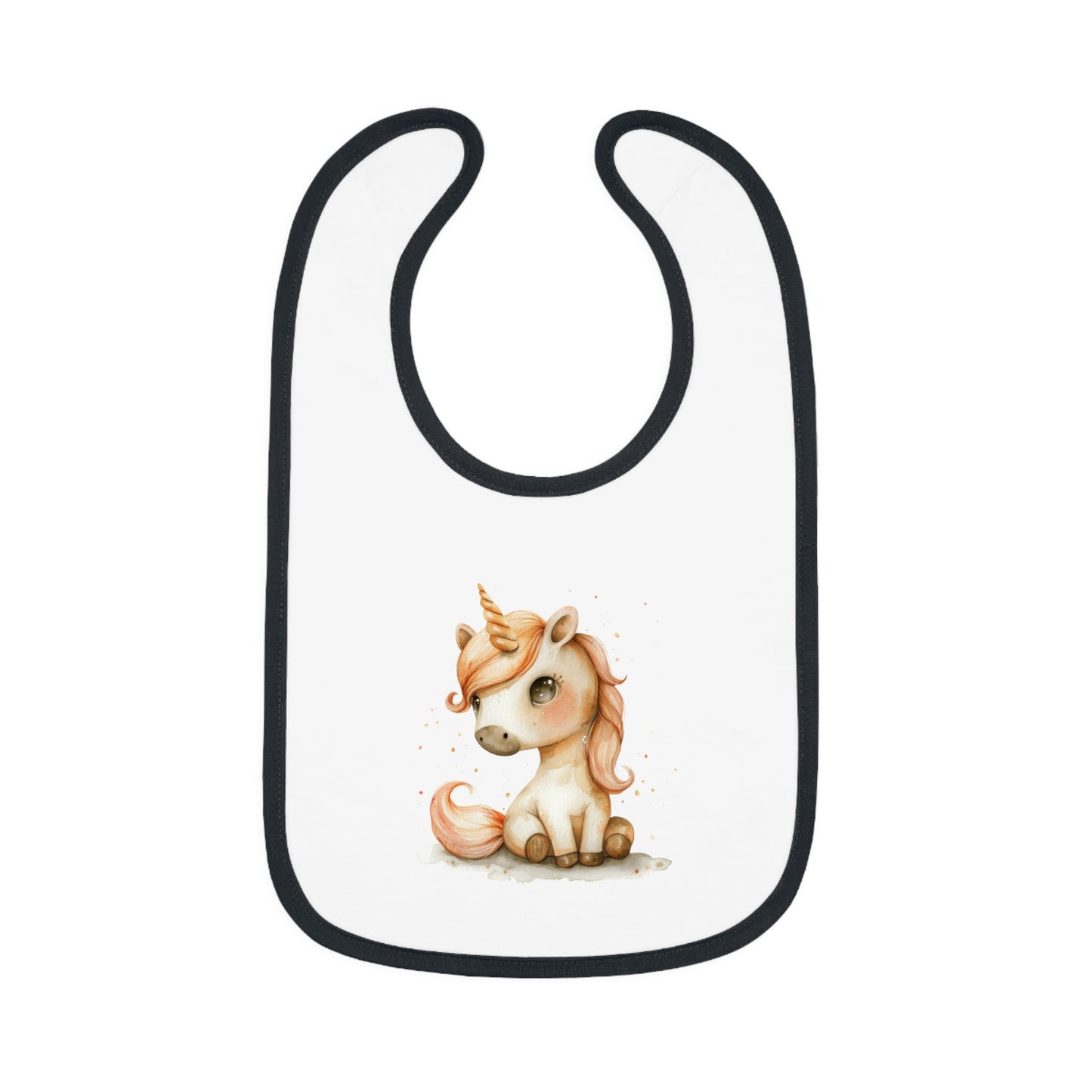 Unicorn Baby Bib with Contrast Trim | Cute Bib for Infants, Toddler Feeding, Gift for Baby Showers, Nursery Decor, Fun Mealtime Essential