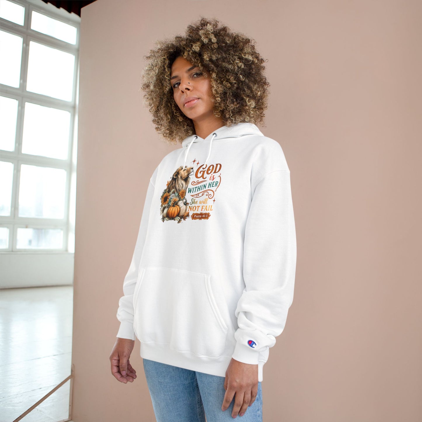Women's Fall God is Within Her Champion Hoodie