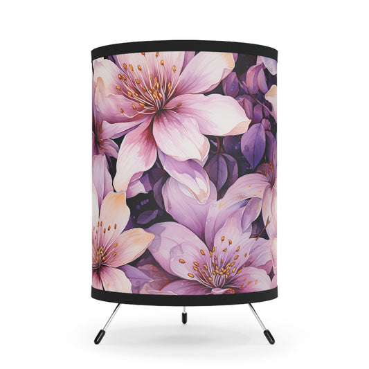 Floral Tripod Lamp, Boho Home Decor, Bedroom Lighting, Gift for Her, Modern Decor, High-Res Prints
