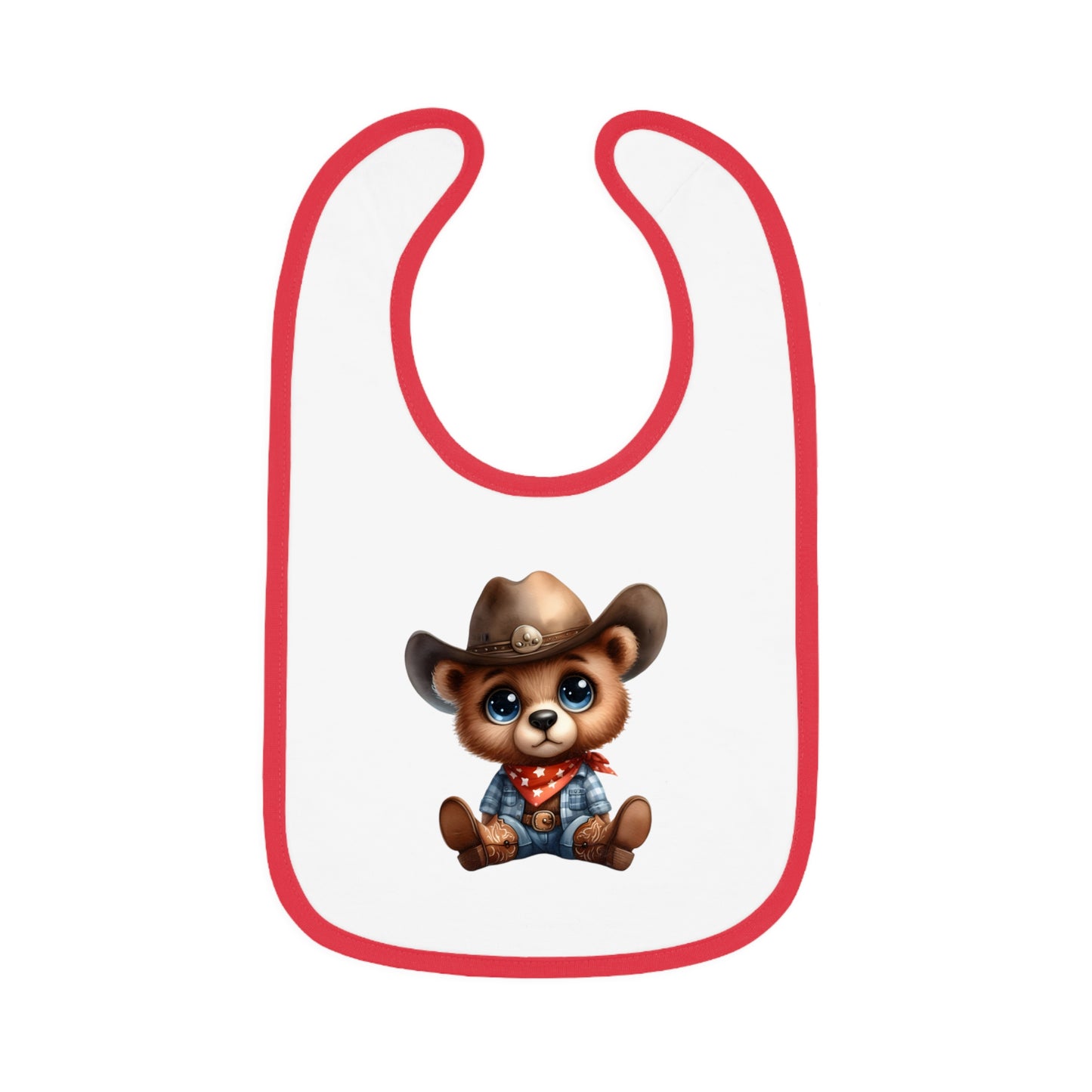 Cowboy Bear Baby Bib, Cute Baby Outfit, Newborn Gift, Baby Shower Present, Western Themed Bib, Fun Feeding Accessory