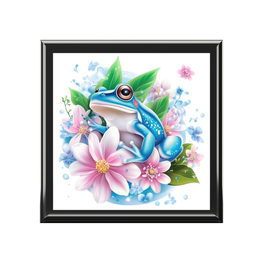 Colorful Frog Jewelry Box, Floral Decorative Storage, Gift for Her, Home Decor, Keepsake Organizer, Unique Present