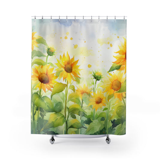 Cheerful Sunflower Shower Curtains, Floral Bathroom Decor, Boho Home Accents, Spring/Summer Vibes, Gift for Nature Lovers