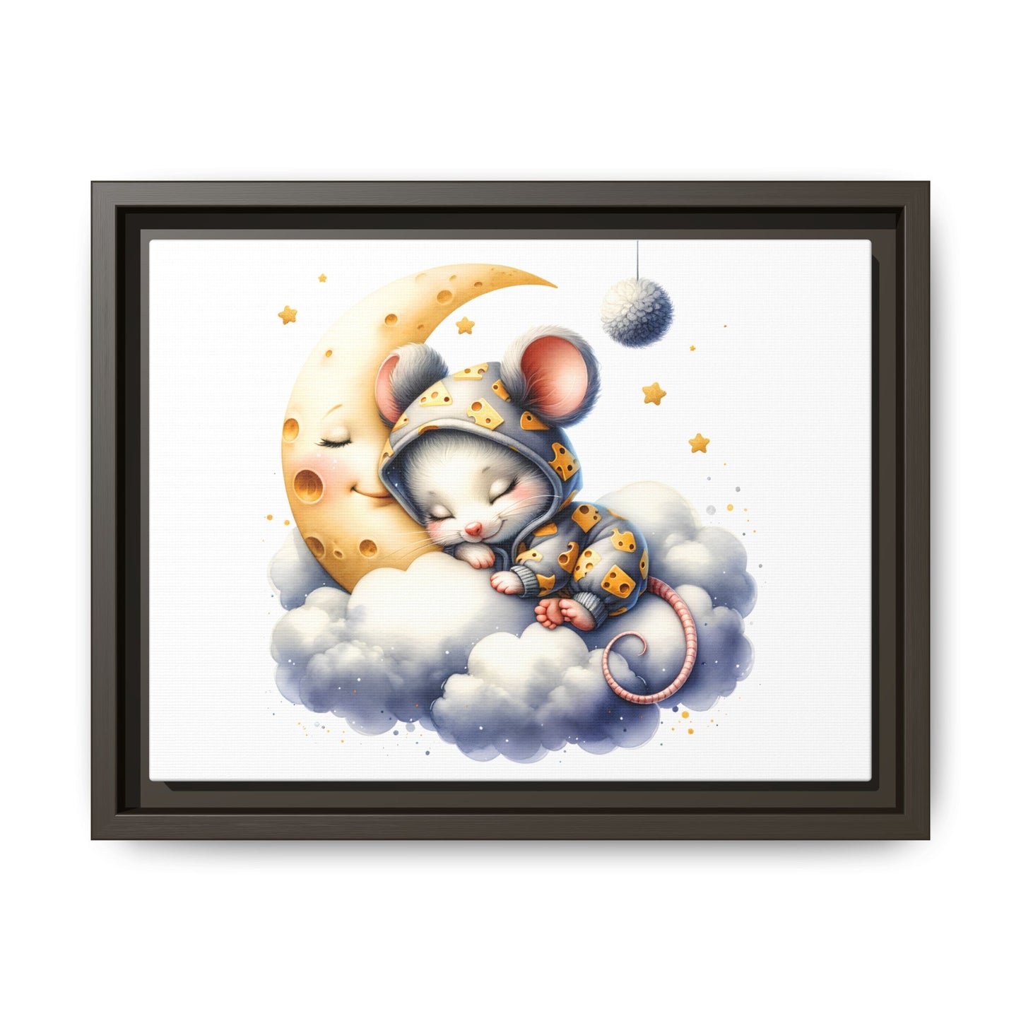 Whimsical Mouse Art Print, Cozy Kids Room Decor, Baby Shower Gift, Cute Nighttime Wall Art, Nursery Wall Decor