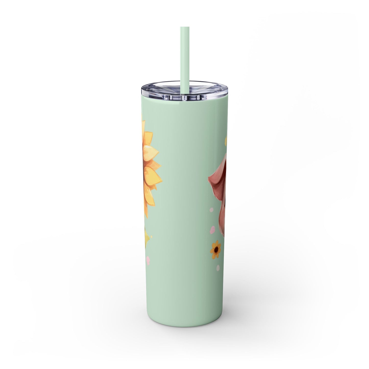 Cute Piggy Skinny Tumbler with Straw, Pig Tumbler, Sunflower Cup, Farmhouse Decor, Gift for Animal Lovers, Fun Drinkware