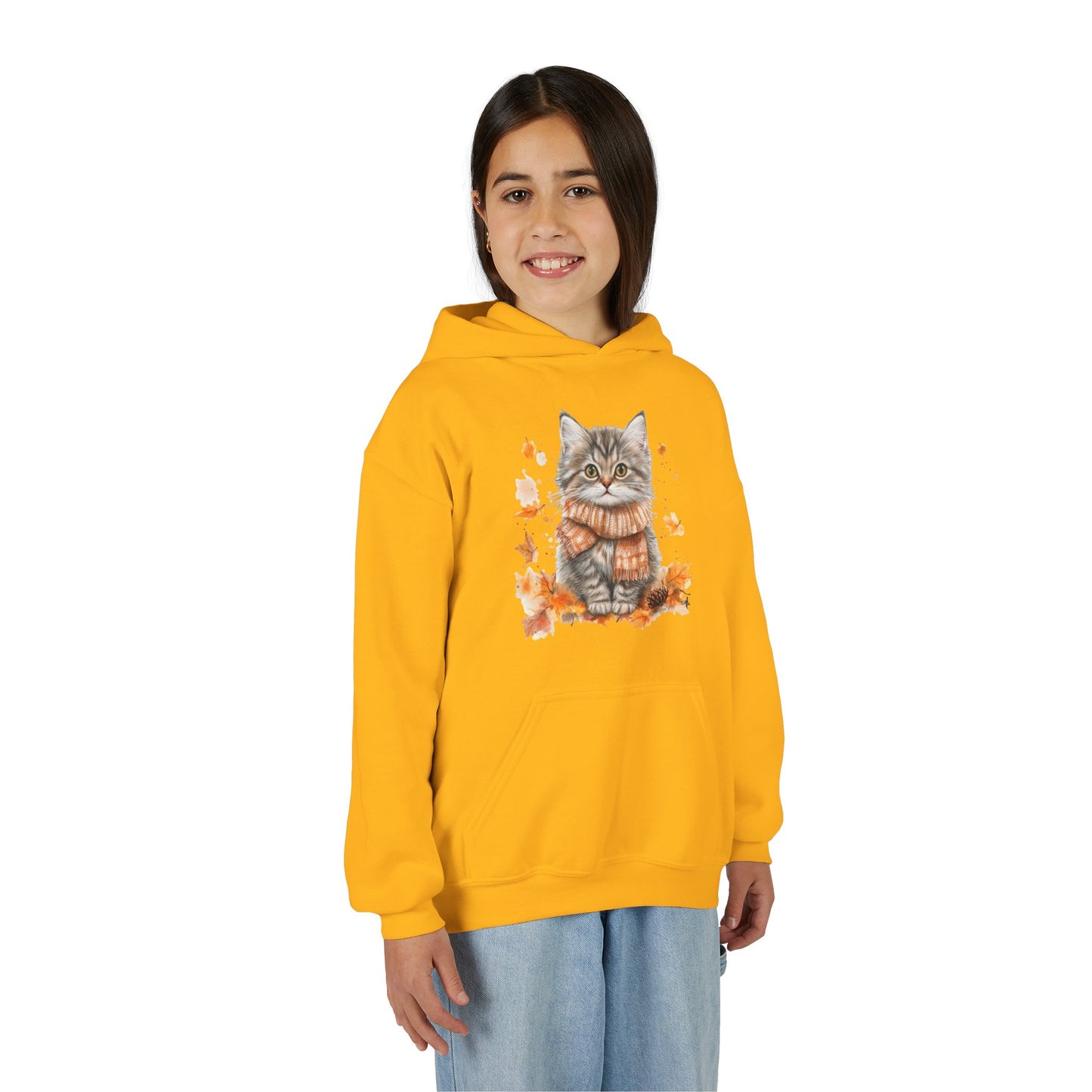 Cozy Cat Sweatshirt for Kids, Autumn Vibes Hoodie, Feline Lover Gift, Fall Fashion, Adorable Cat Sweater, Cute Animal Apparel