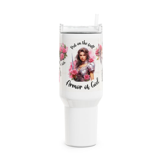 Empowered Floral Tumbler | 40oz Inspirational Drinkware | Gifts for Women | Motivational Reusable Cup | Self-Care Accessory