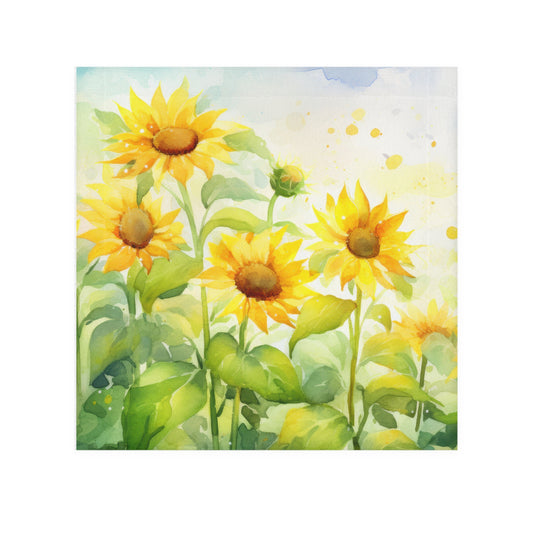 Sunflower Face Towel - Floral Cotton Hand Towel for Bathroom or Kitchen, Bright Gift for Garden Lovers, Spring Decor