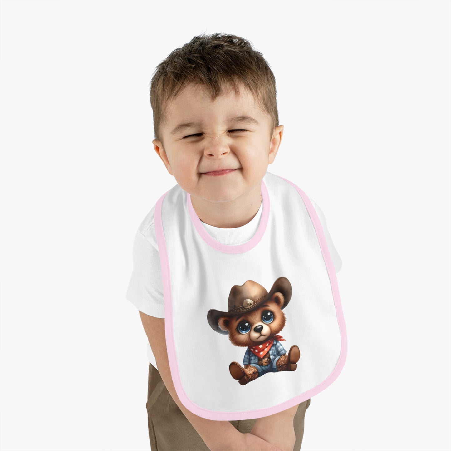 Cowboy Bear Baby Bib, Cute Baby Outfit, Newborn Gift, Baby Shower Present, Western Themed Bib, Fun Feeding Accessory