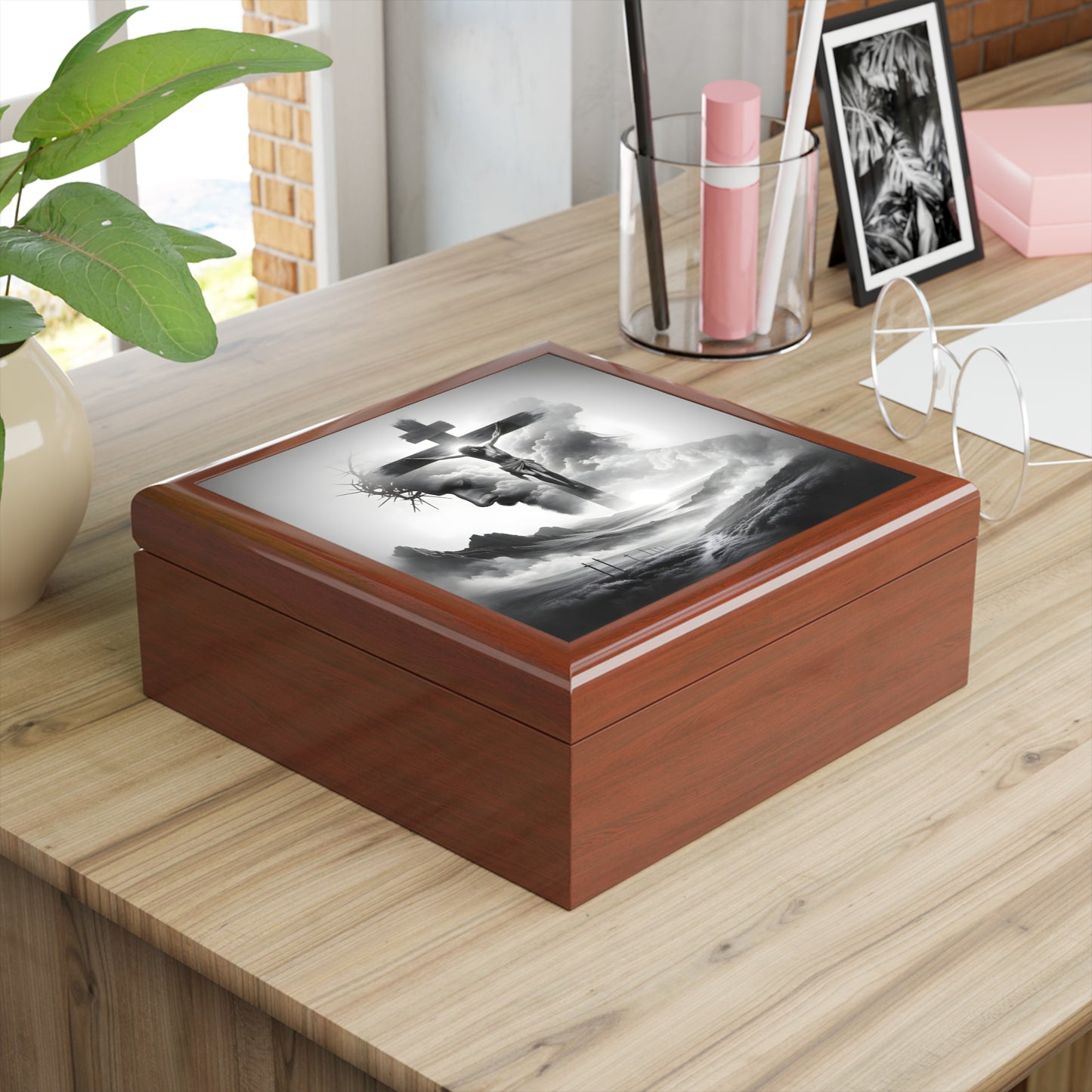 Elegant Religious Jewelry Box | Scripture Keepsake, Faith Gift, Black Box, Christian Decor, Spiritual Storage