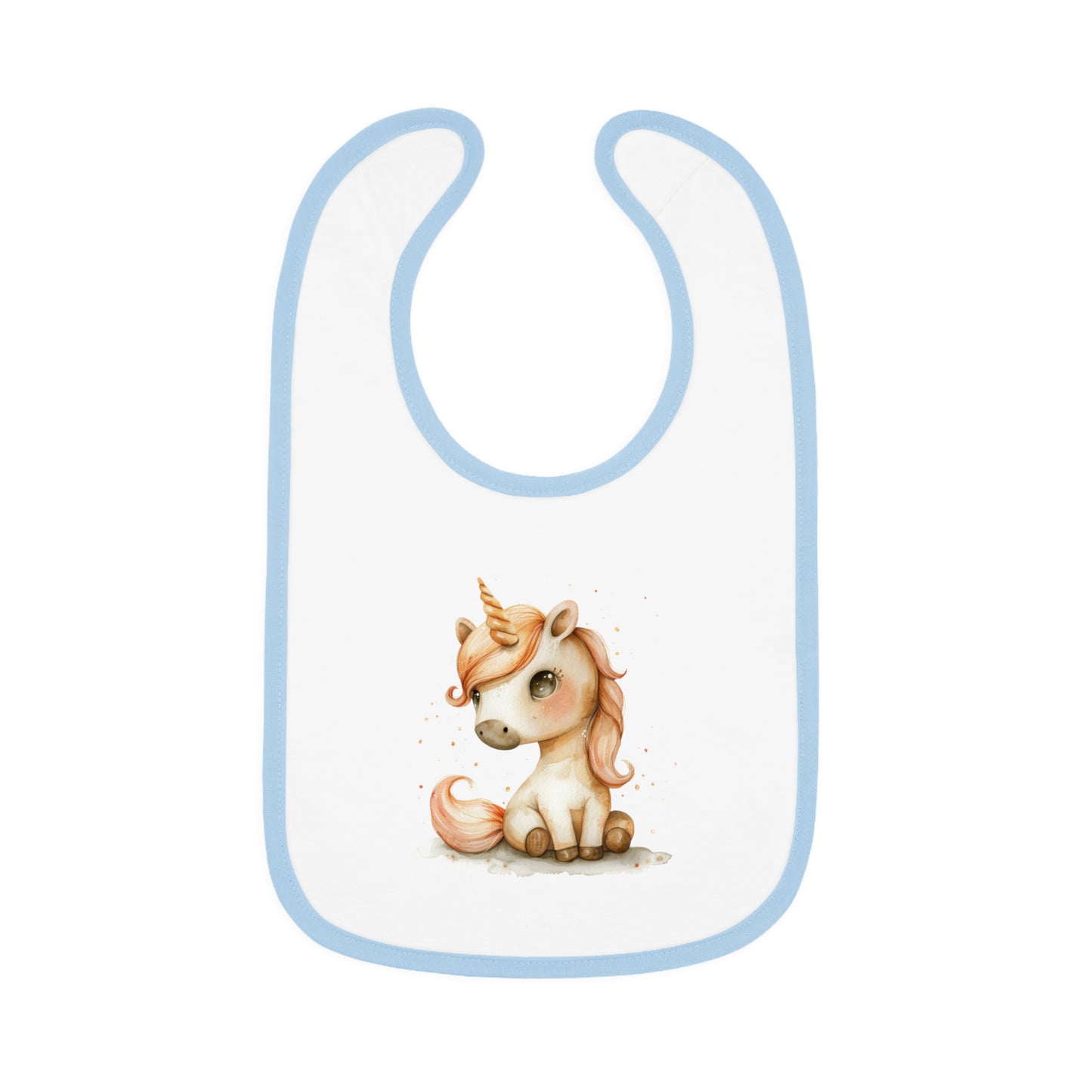 Unicorn Baby Bib with Contrast Trim | Cute Bib for Infants, Toddler Feeding, Gift for Baby Showers, Nursery Decor, Fun Mealtime Essential
