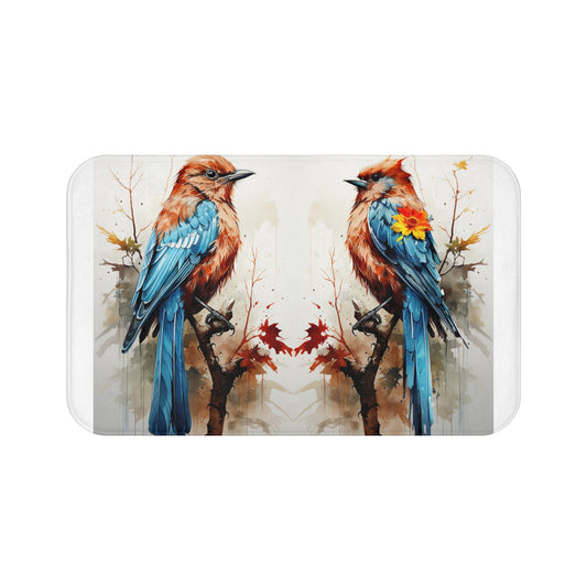 Colorful Bird Bath Mat | Nature Décor for Bathroom, Wildlife Lover Gift, Cozy Home Accessory, Spring Decor, Birdwatching Enthusiast