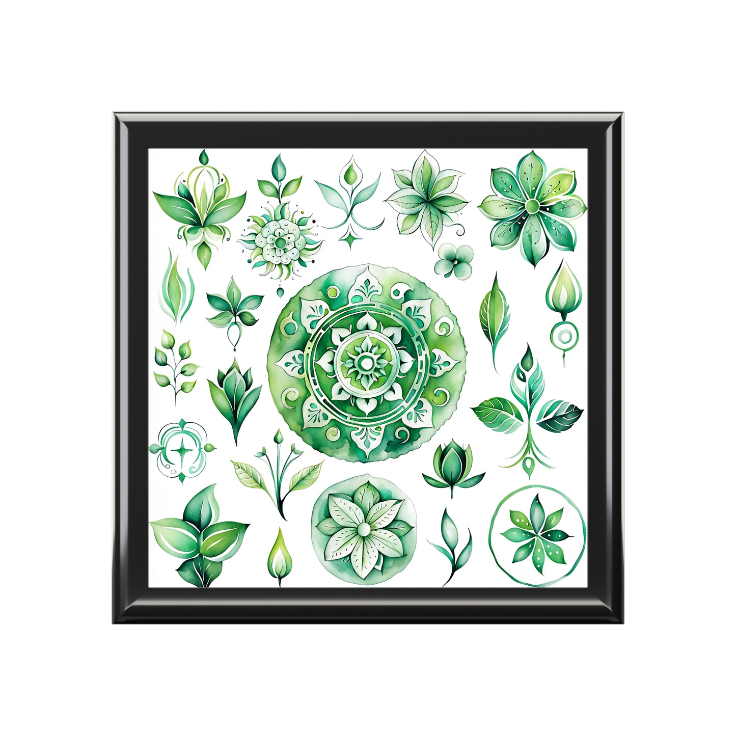 Elegant Floral Jewelry Box | Decorative Storage for Rings, Earrings, Gifts, Home Decor, Green Botanical Theme