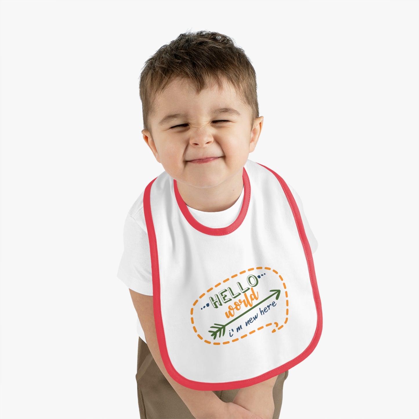 Hello World Baby Bib, Cute Baby Bib, Infants Bib, Newborn Gift, Baby Shower Present, Nursery Accessory
