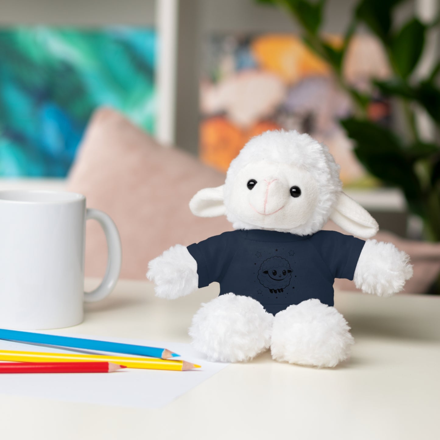 Cute Plush Sheep Toy with Custom Tee, Gift for Kids, Baby Shower Gift, Nursery Decor, Stuffed Lamb