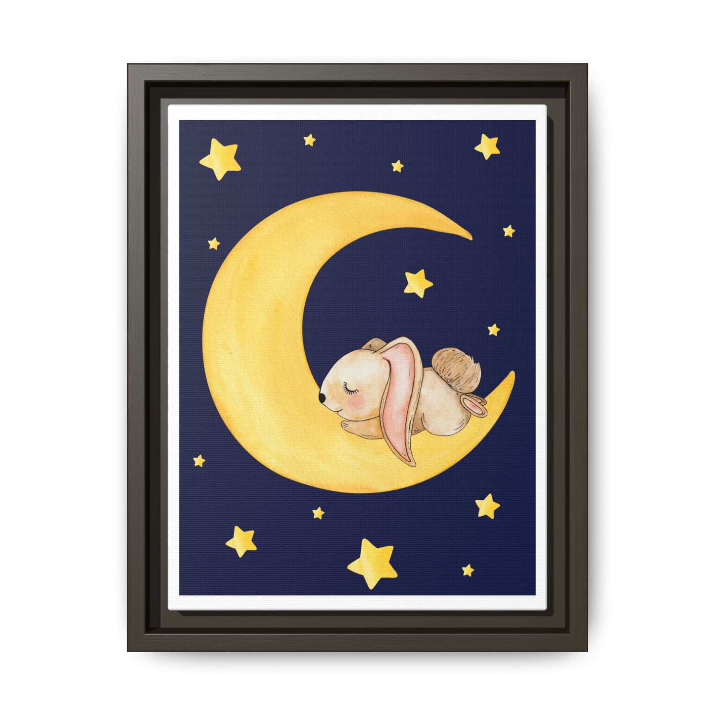 Whimsical Framed Artwork, Cute Bunny Moon Decor, Nursery Wall Art, Kid's Room Accent, Baby Shower Gift, Cozy Home Decor