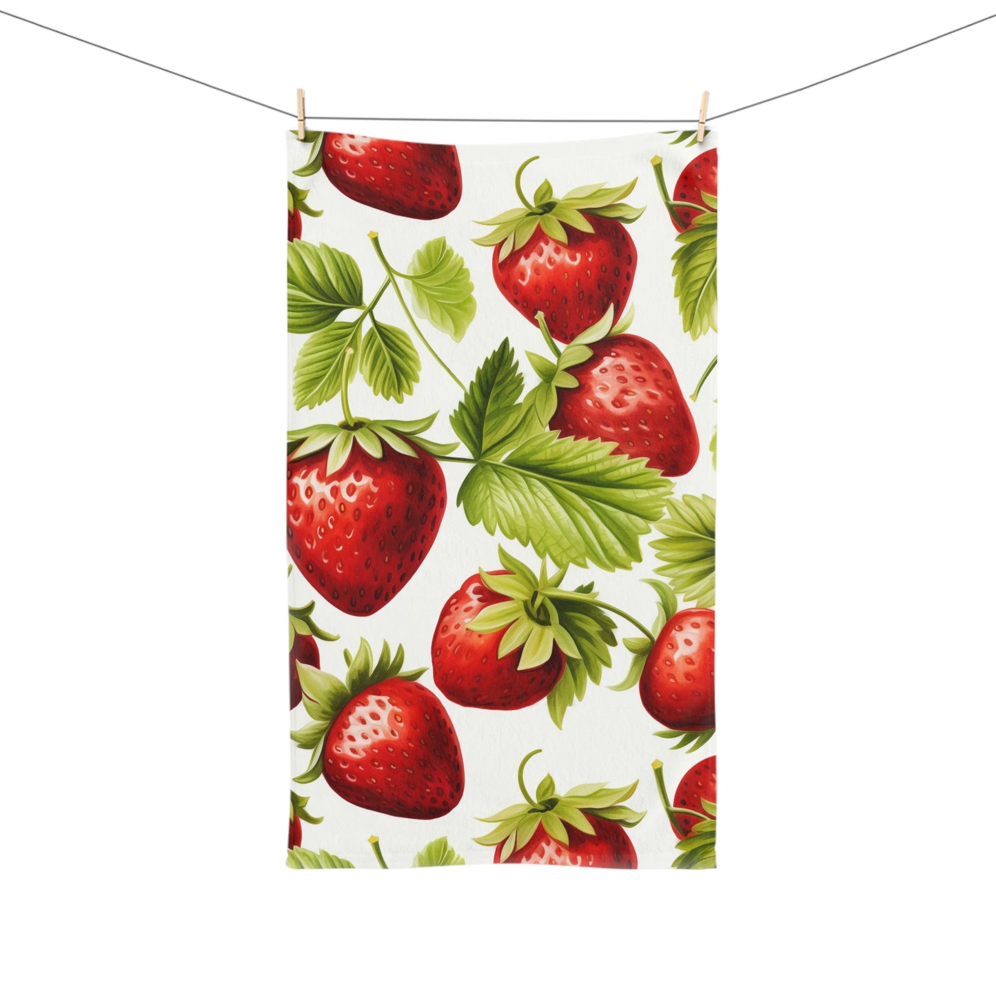 Strawberry Hand Towel, Kitchen Decor, Summer Vibes, Gift for Foodies, Farmhouse Style, Bathroom Accessory