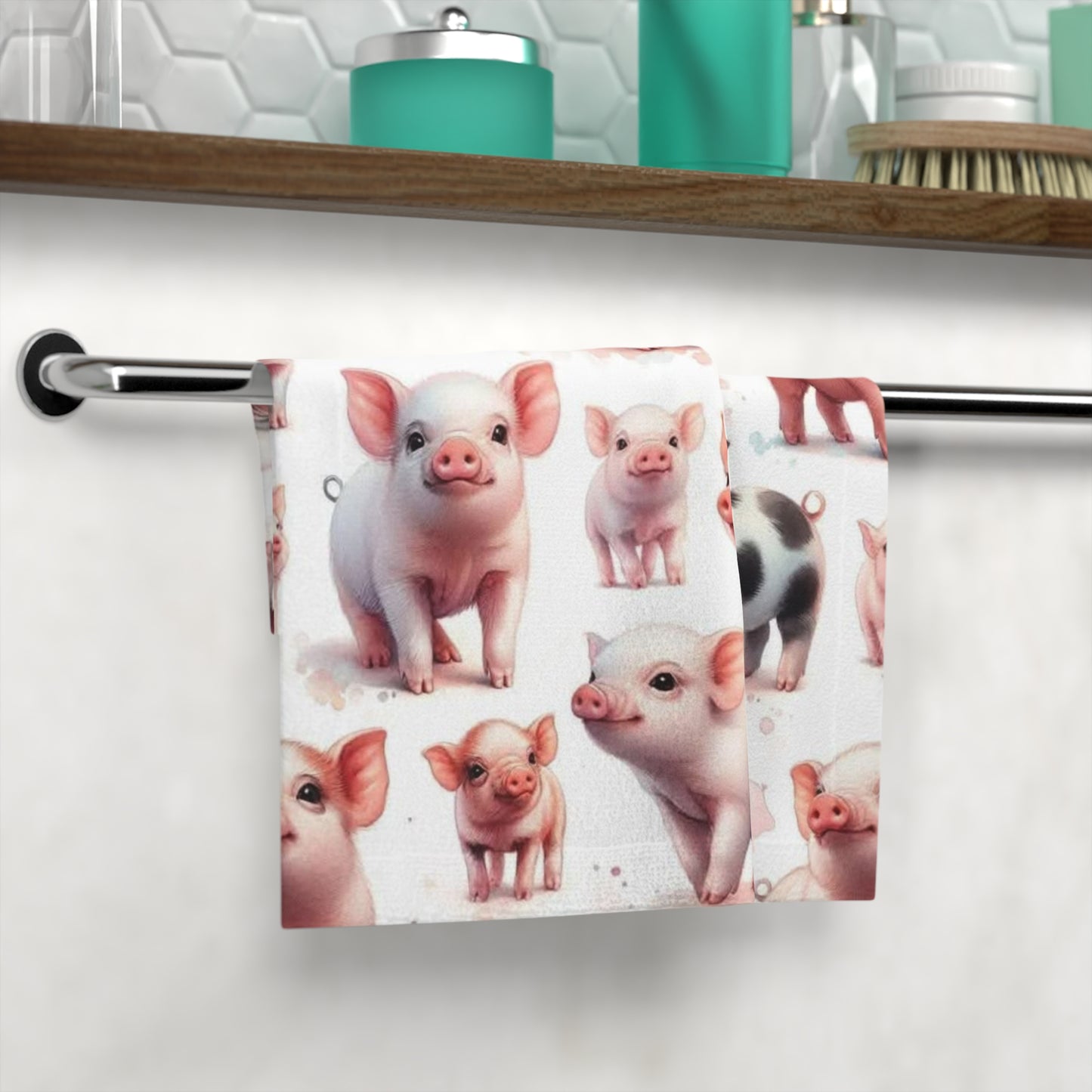 Cute Pig Face Towel, Adorable Kitchen Towel, Farmhouse Decor, Gift for Pig Lovers, Fun Bathroom Accessory, Pig-Themed Towel