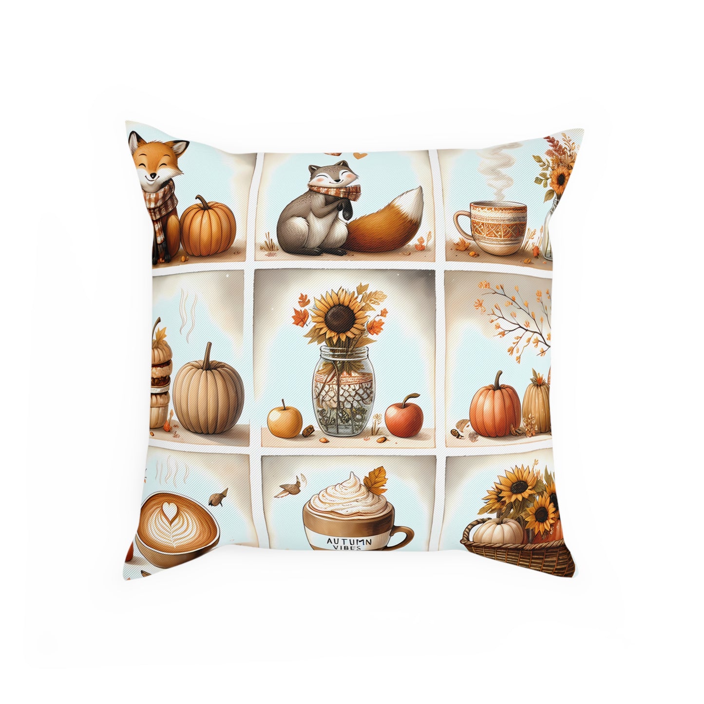 Cozy Autumn Cushion, Fall Decor Pillow, Pumpkin Spice Pillow, Harvest Home Accent, Gift for Coffee Lovers