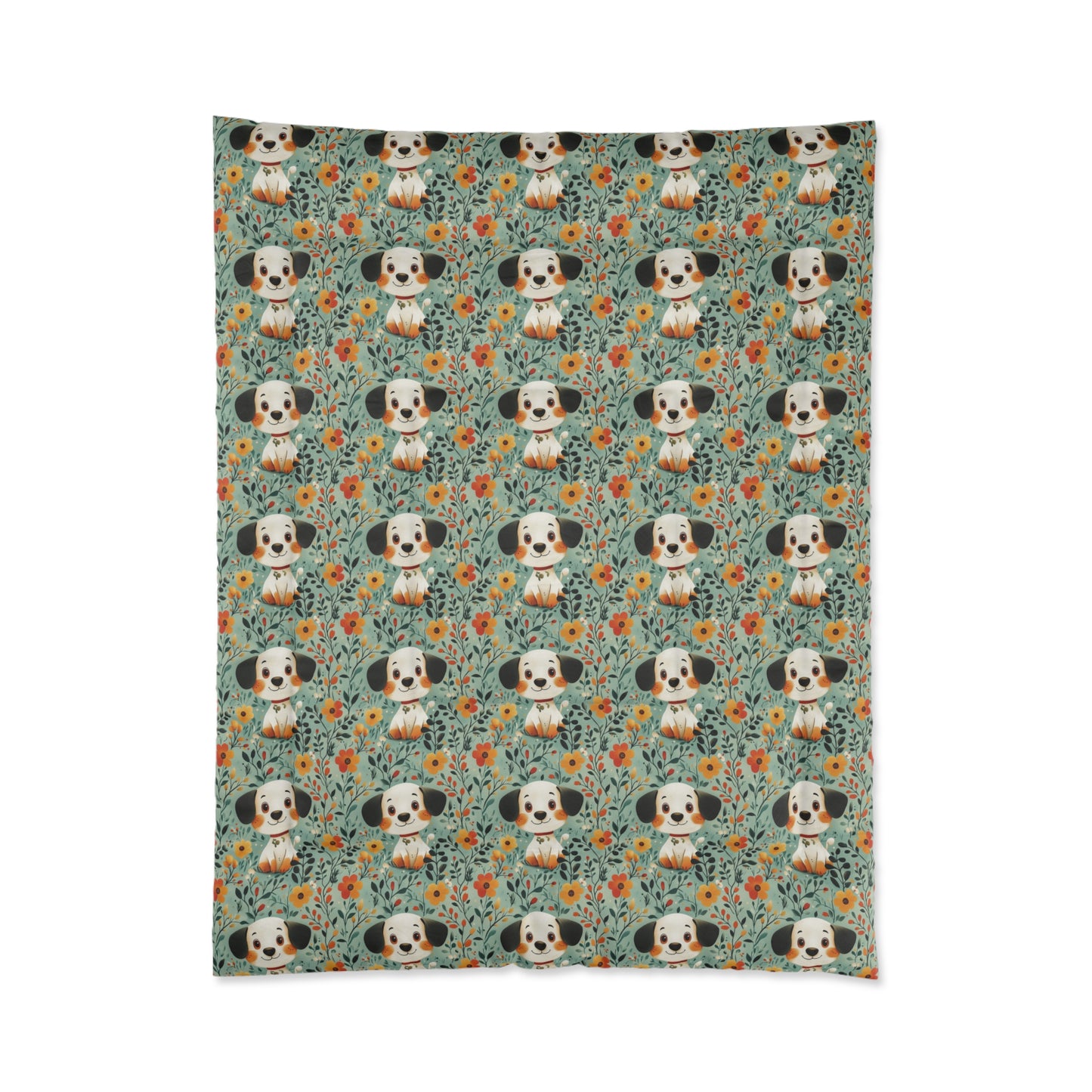 Cozy Dog-Themed Comforter | Cute Puppy Bedding for Pet Lovers, Floral Pattern Blanket, Unique Housewarming Gift, Kids Bedroom Decor