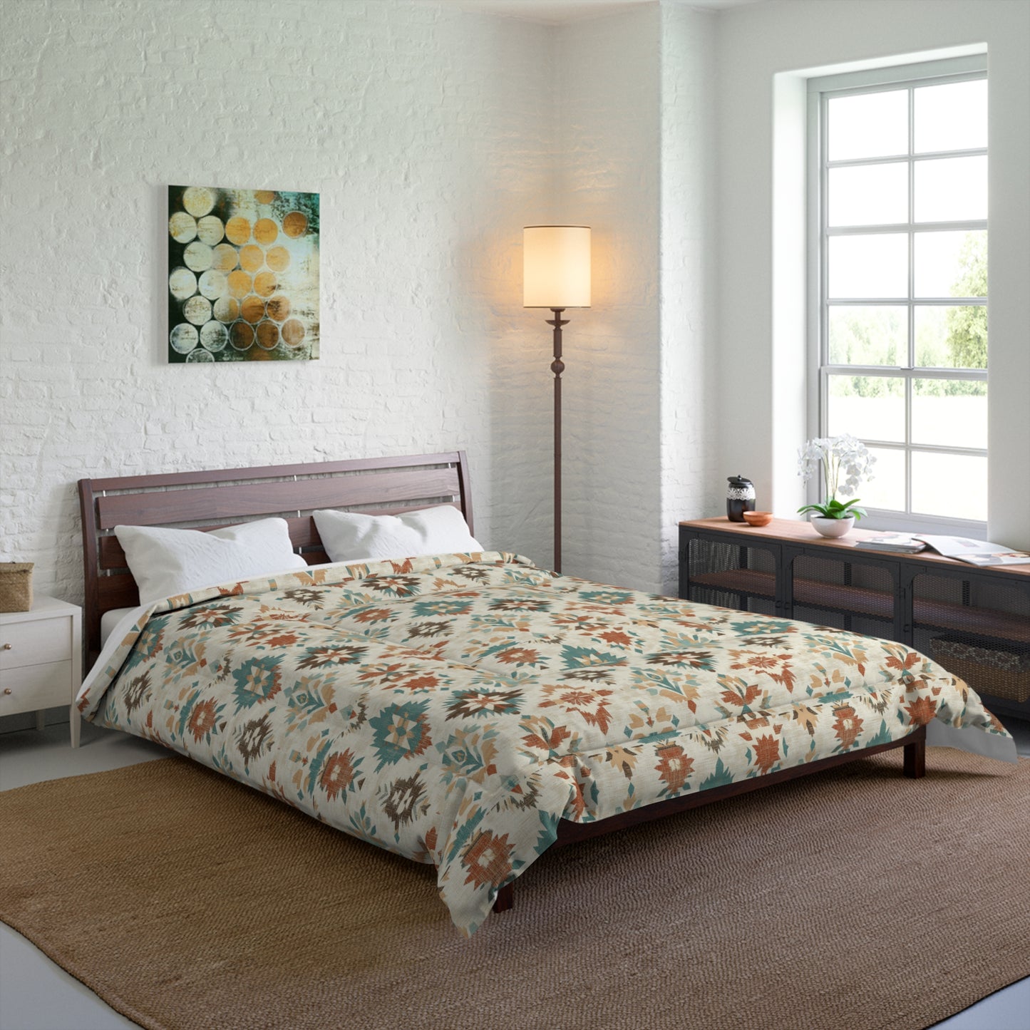 Boho Chic Comforter, Cozy Quilt for Bohemian Bedroom Decor, Stylish Bedding for Adults, Living Room Throw Blanket, Unique Gift Idea