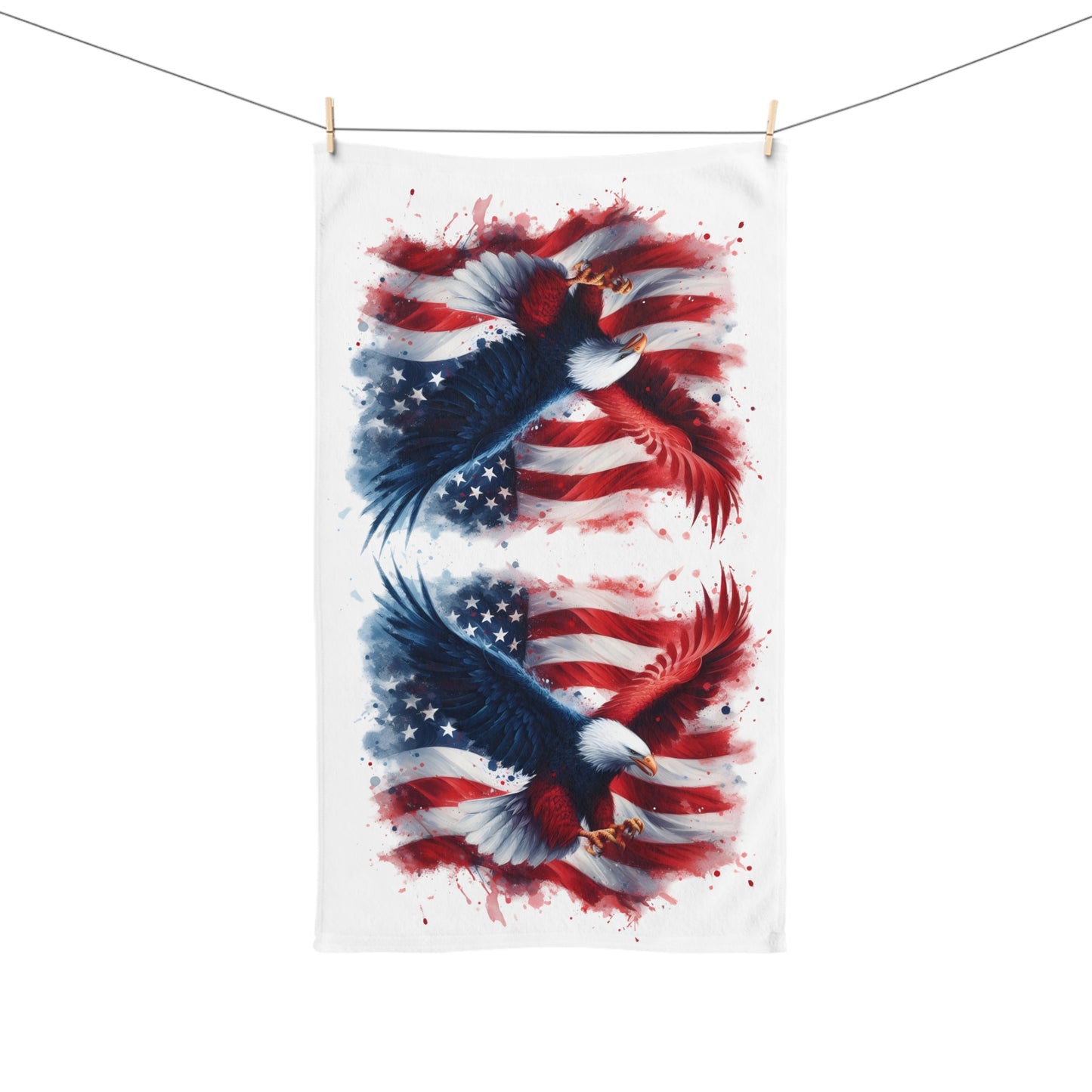 Patriotic Eagle Hand Towel, USA Kitchen Decor, American Flag Gift, Holiday Towel, Eagle Wall Art