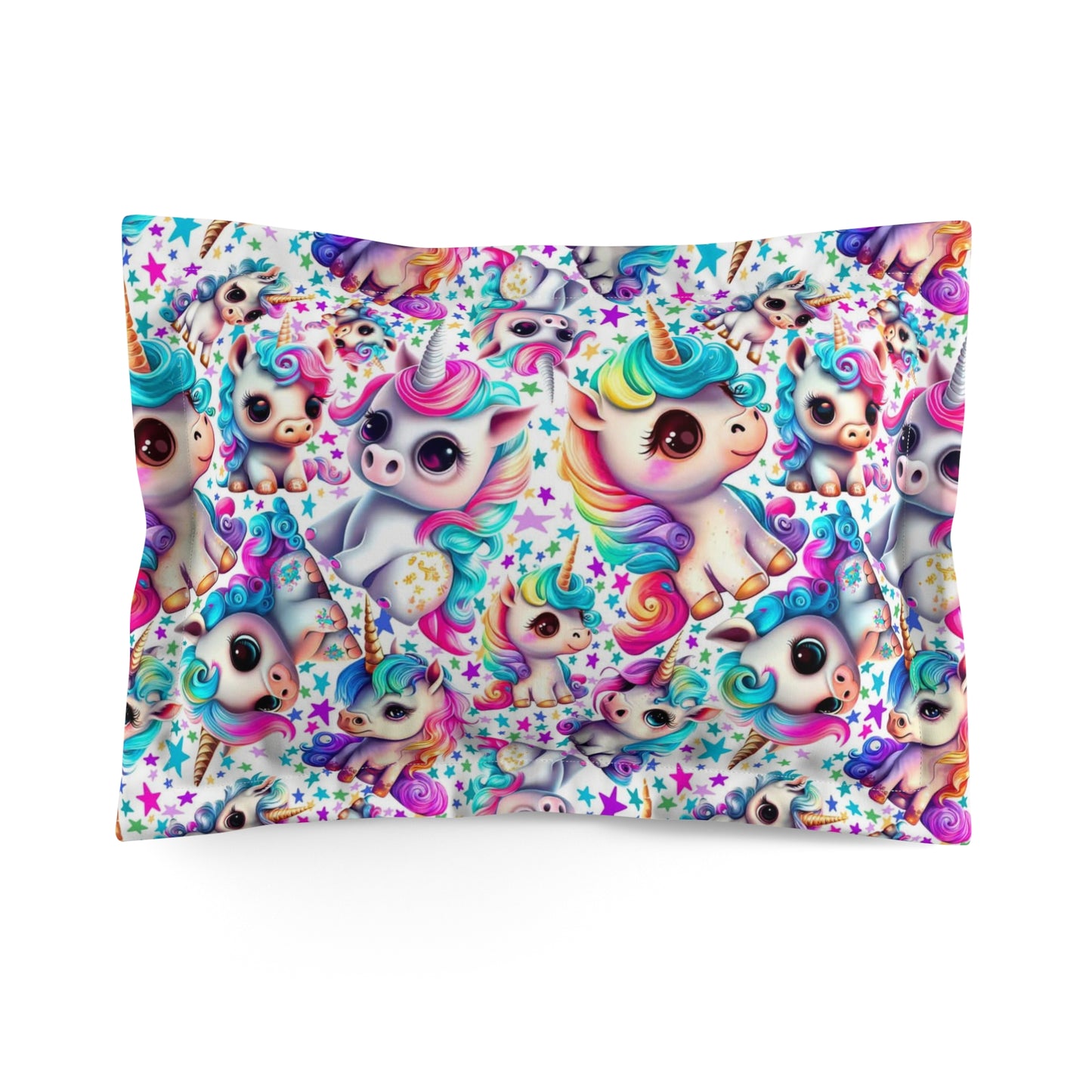 Whimsical Unicorn Microfiber Pillow Sham – Cozy Bedroom Decor, Kids Room Theme, Magical Gifts, Fun Nursery Accessory, Dreamy Sleep Decor
