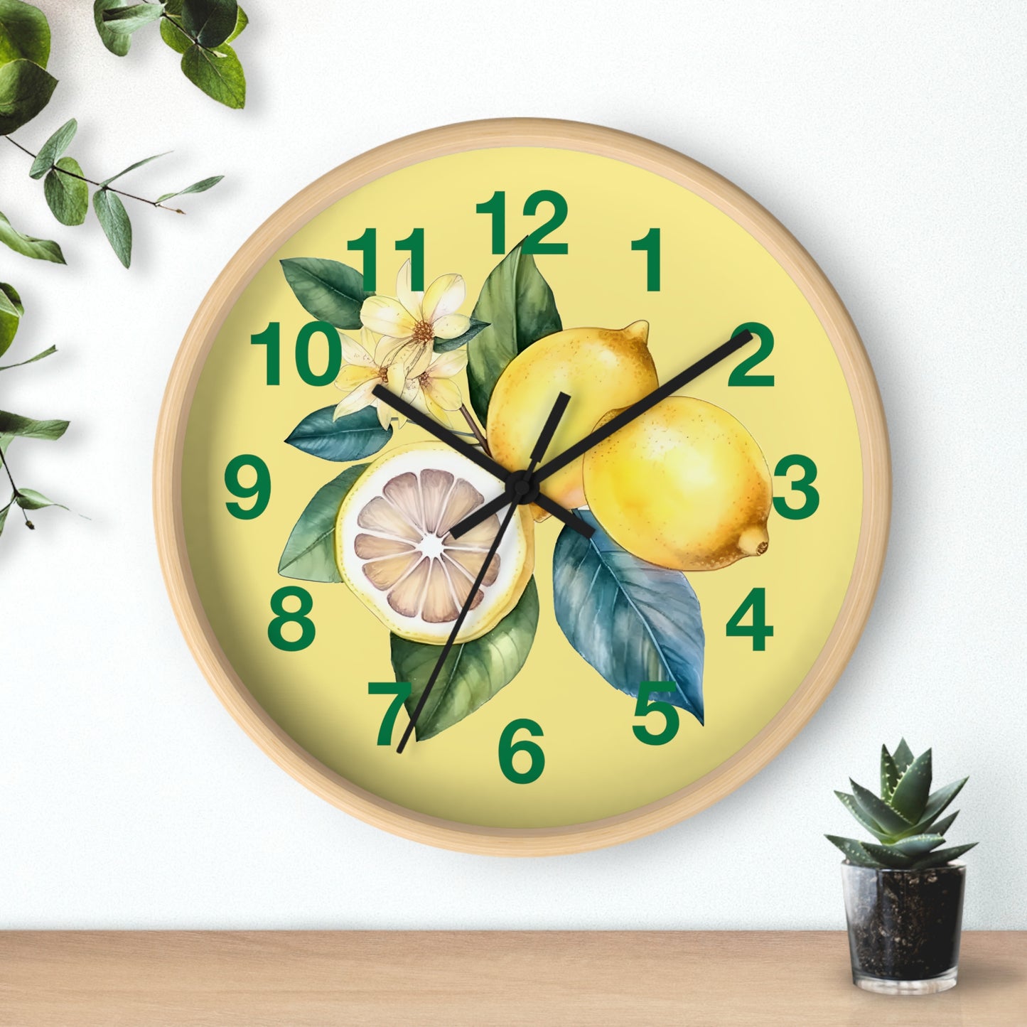 Lemon Blossom Wall Clock, Bright Kitchen Decor, Fruit-Themed Timepiece, Gift for Home, Summer Vibes, Lemon Lover's Wall Art