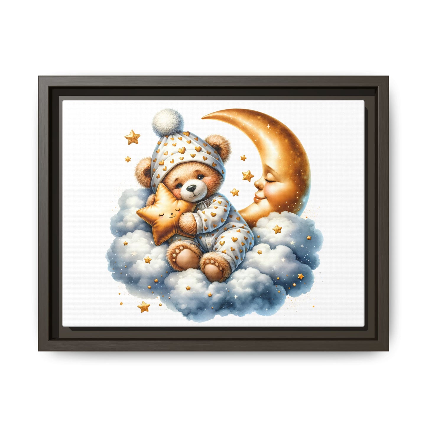 Whimsical Bear Canvas Art Print, Nursery Decor, Baby Shower Gift, Kids Room Wall Art, Playroom Decoration, Sweet Dreams Theme