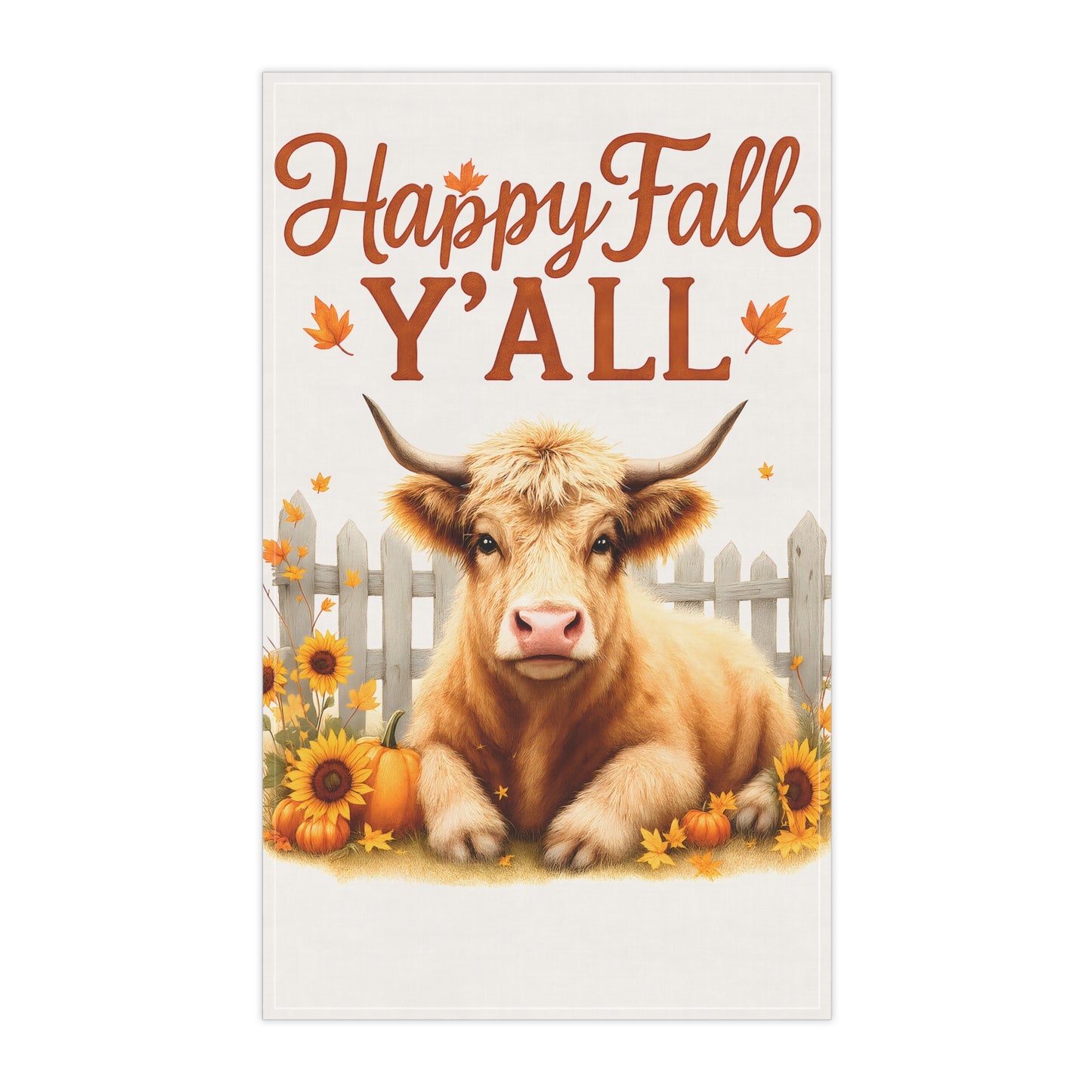 Autumn Cow Tea Towel, Farmhouse Decor, Fall Kitchen Towel, Thanksgiving Gift, Rustic Home Accessory