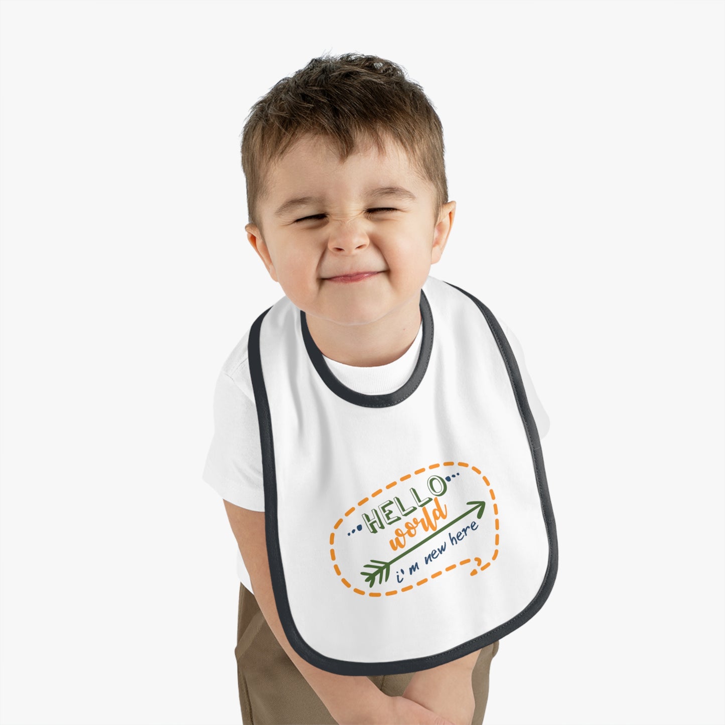 Hello World Baby Bib, Cute Baby Bib, Infants Bib, Newborn Gift, Baby Shower Present, Nursery Accessory