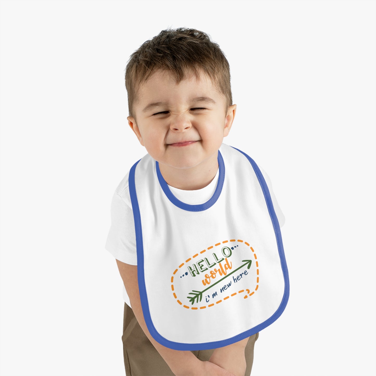 Hello World Baby Bib, Cute Baby Bib, Infants Bib, Newborn Gift, Baby Shower Present, Nursery Accessory
